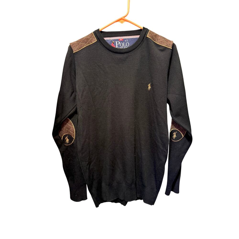 Polo Ralph Lauren Lightweight Wool Sweater W/Quilted Elbows & Shoulders Size M